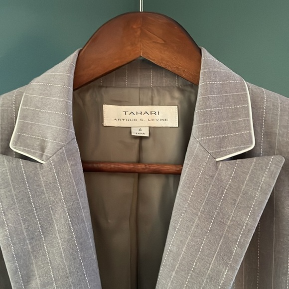 Tahari Womens Gray Striped One Button jacket - Picture 2 of 4